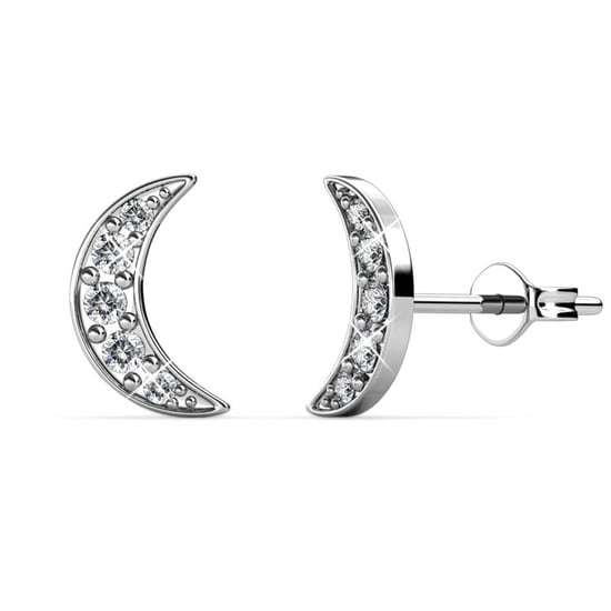 Crescent Moon Earrings - Silver and Crystal - Image 1