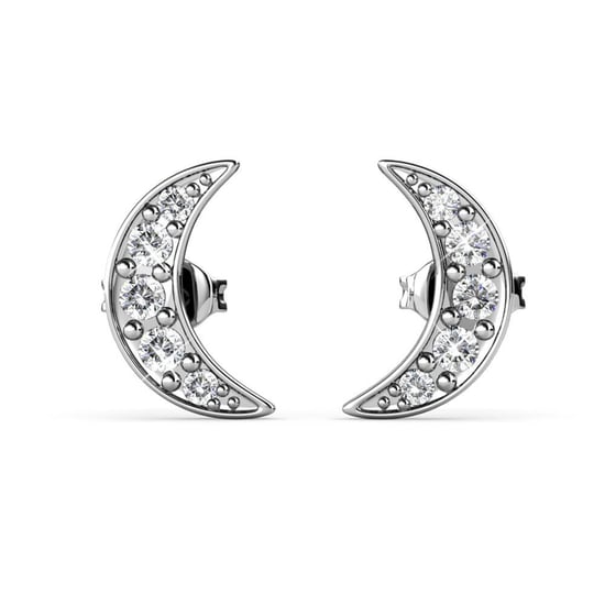 Halve maan oorbellen - zilver en kristal - Image 2