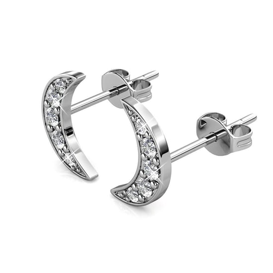 Halve maan oorbellen - zilver en kristal - Image 3