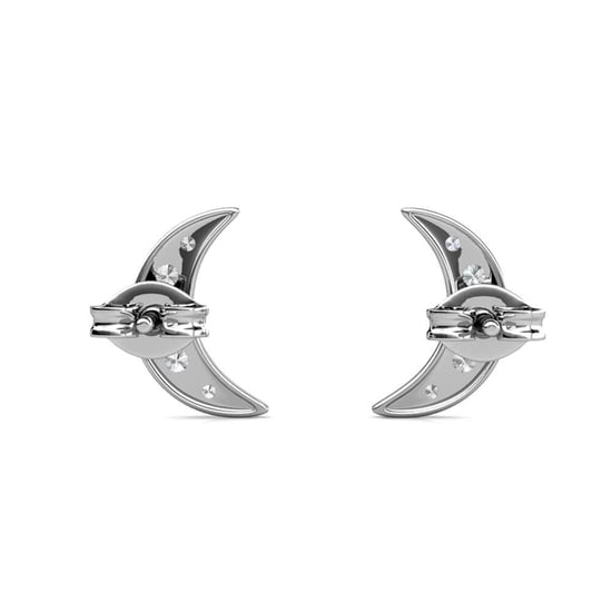 Halve maan oorbellen - zilver en kristal - Image 4