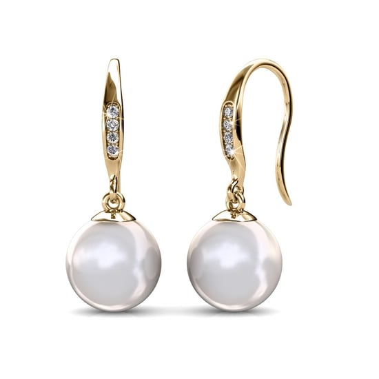 Parelhaak oorbellen - Goud en kristal - Image 1