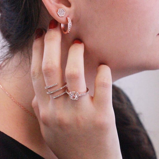 Hexagon örhängen - Rose Gold och Crystal - Image 2