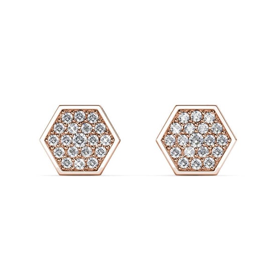 Hexagon örhängen - Rose Gold och Crystal - Image 3