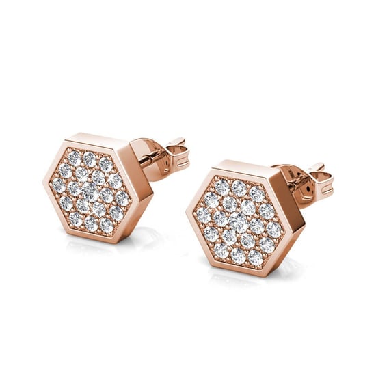 Hexagon örhängen - Rose Gold och Crystal - Image 4