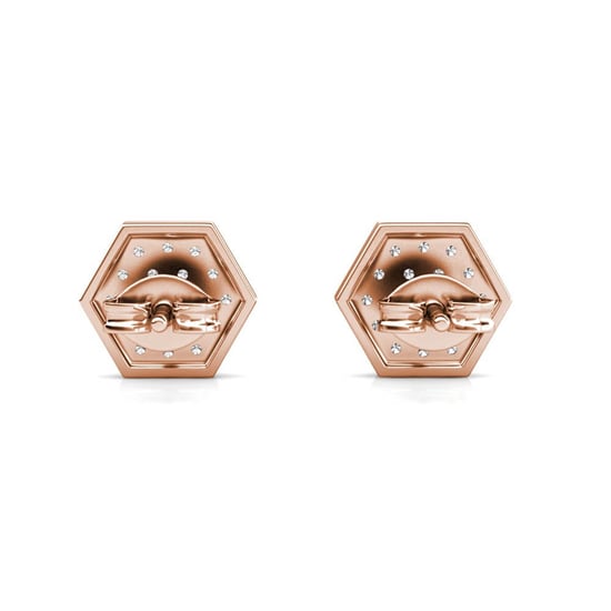 Hexagon örhängen - Rose Gold och Crystal - Image 5