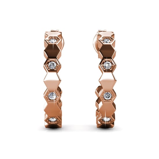 Böjda örhängen - Rose Gold och Crystal - Image 3
