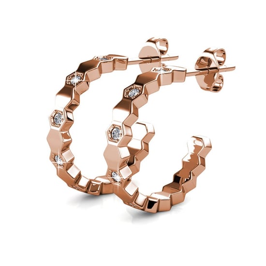Böjda örhängen - Rose Gold och Crystal - Image 4