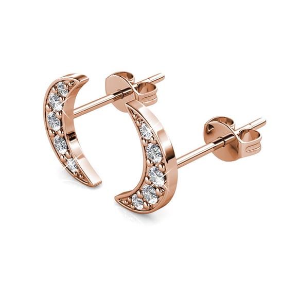 Crescent Moon Örhängen - Rose Gold och Crystal - Image 3