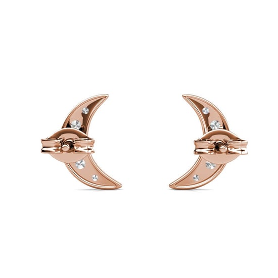 Crescent Moon Örhängen - Rose Gold och Crystal - Image 4