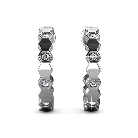 Böjda örhängen - Silver och Kristall - Image 3