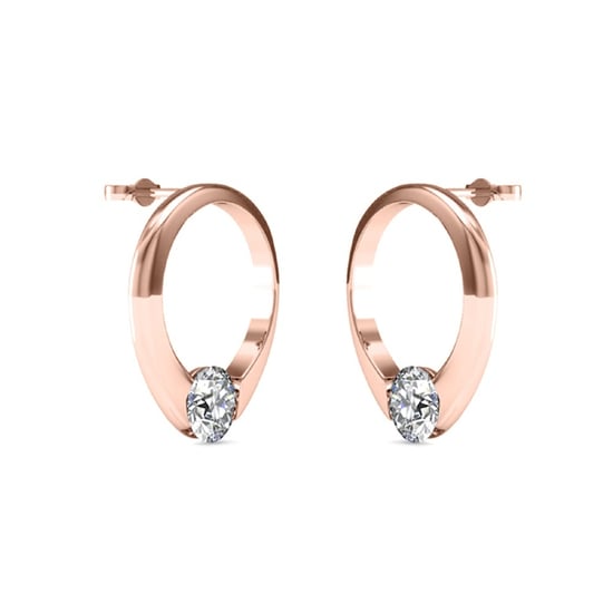 Mini Ring Oorbellen - Roségoud en Kristal - Image 3