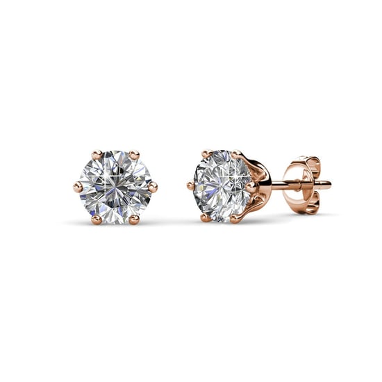 Solitaire M Earrings - Rose Gold and Crystal - Image 1