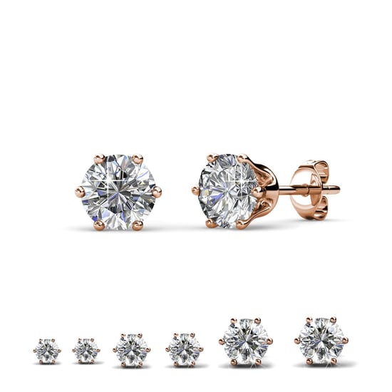 Solitaire M Earrings - Rose Gold and Crystal - Image 2