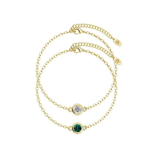Birth Stone Armband - Guld, Kristall och Grön - Image 1