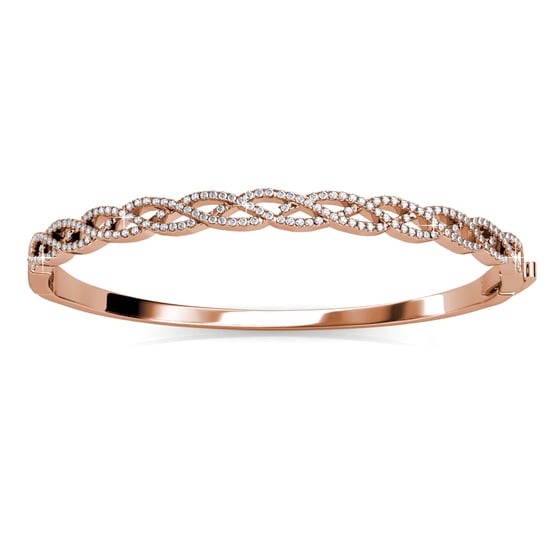 Gevlochten armbanden - Roségoud en kristal - Image 1