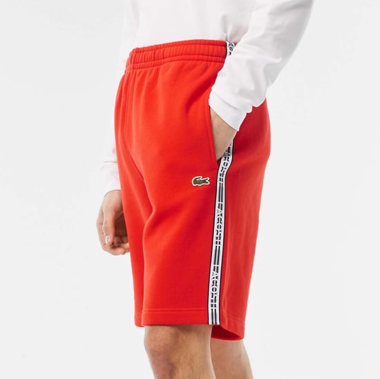 Heren Lacoste Katoenen Flanellen Jogger Shorts in Oranje - Image 4