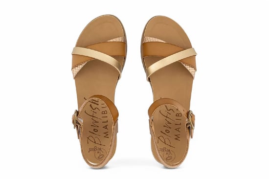 Blowfish Malibu Dames Tan Strappy Buckle Wedge Sandalen - Monti-B - Image 5
