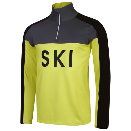 Dare 2B Mens Ski Core Stretch Base Layer Top (Neon Spring/Ebony Grey) - Image 3