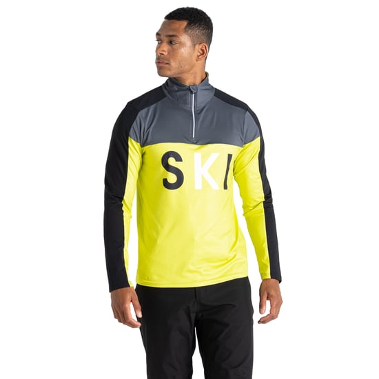 Dare 2B Mens Ski Core Stretch Base Layer Top (Neon Spring/Ebony Grey) - Image 4