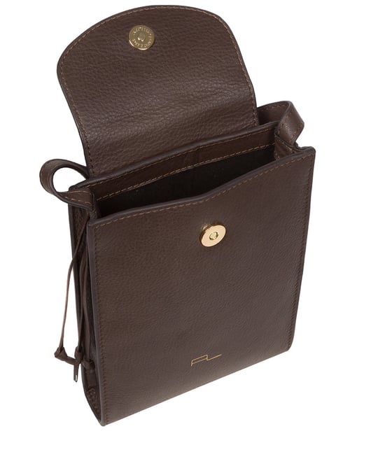 'Kiana' Hot Fudge Nappa Leather Cross Body Phone Bag - Image 4