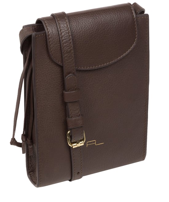 'Kiana' Hot Fudge Nappa Leather Cross Body Phone Bag - Image 5