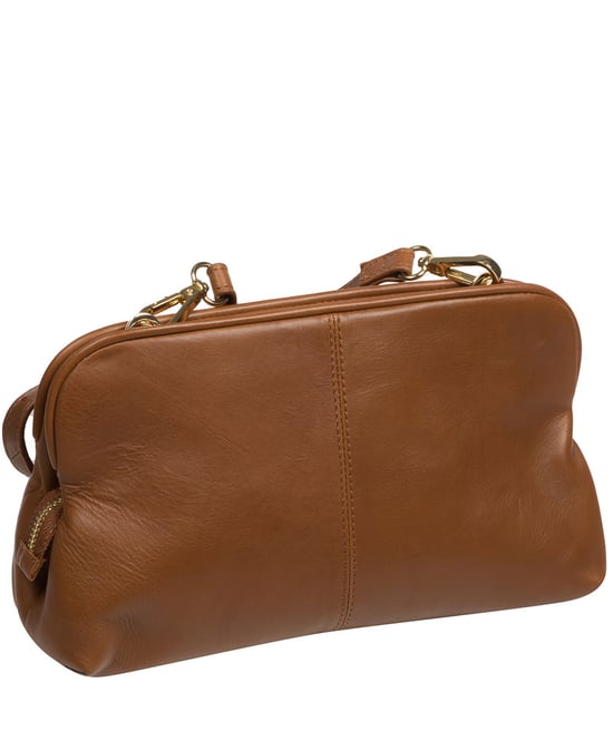 'Halsey' Chestnut Nappa Leather Cross Body Clutch Bag - Image 3