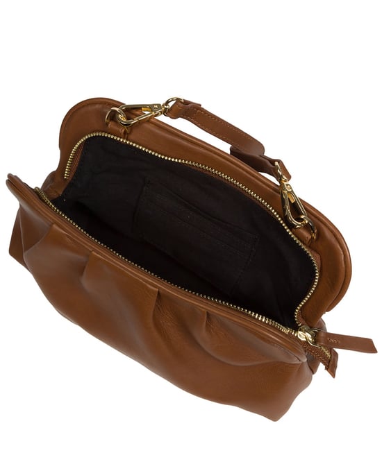 'Halsey' Chestnut Nappa Leather Cross Body Clutch Bag - Image 4