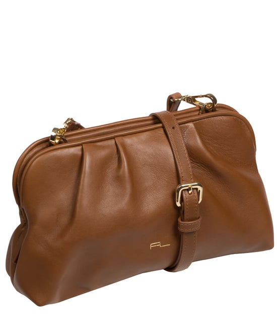 'Halsey' Chestnut Nappa Leather Cross Body Clutch Bag - Image 5