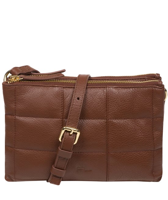 'Carmen' Dark Tan Nappa Leather Cross Body Bag - Image 2