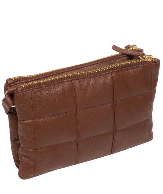 'Carmen' Dark Tan Nappa Leather Cross Body Bag - Image 3