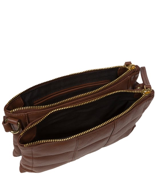 'Carmen' Dark Tan Nappa Leather Cross Body Bag - Image 4
