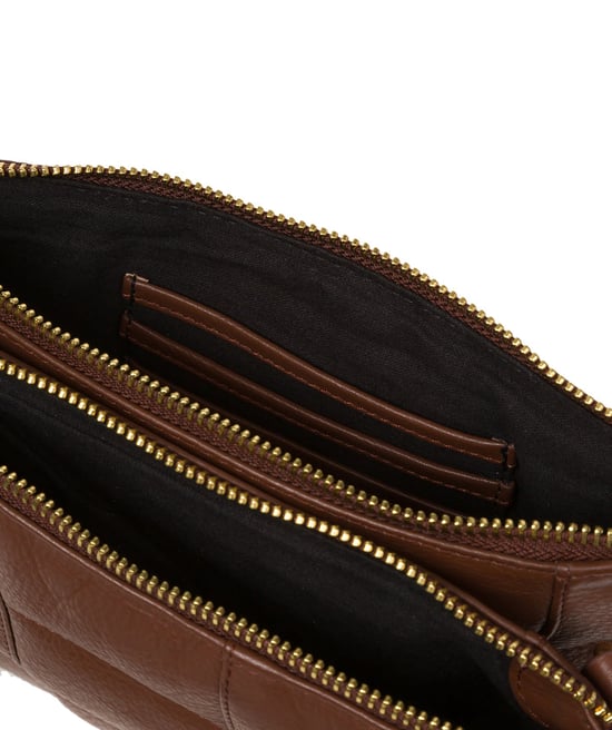 'Carmen' Dark Tan Nappa Leather Cross Body Bag - Image 5
