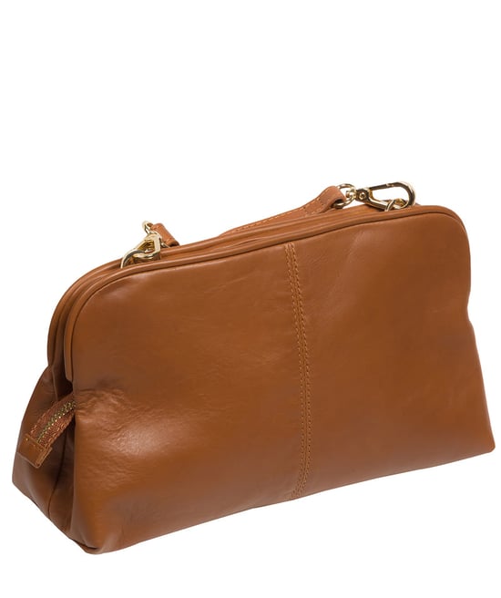 'Halsey' Oak Nappa Leather Cross Body Clutch Bag - Image 3