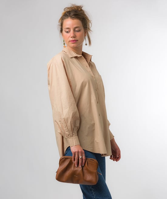 'Halsey' Oak Nappa Leather Cross Body Clutch Bag - Image 6