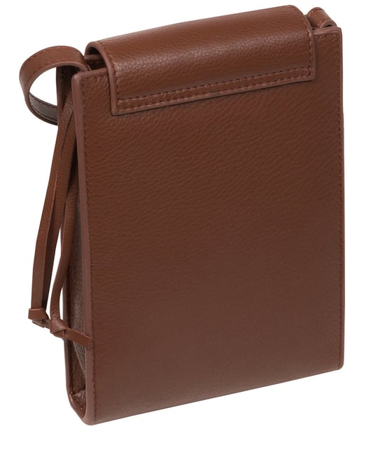 'Kiana' Dark Tan Nappa Leather Cross Body Phone Bag - Image 3