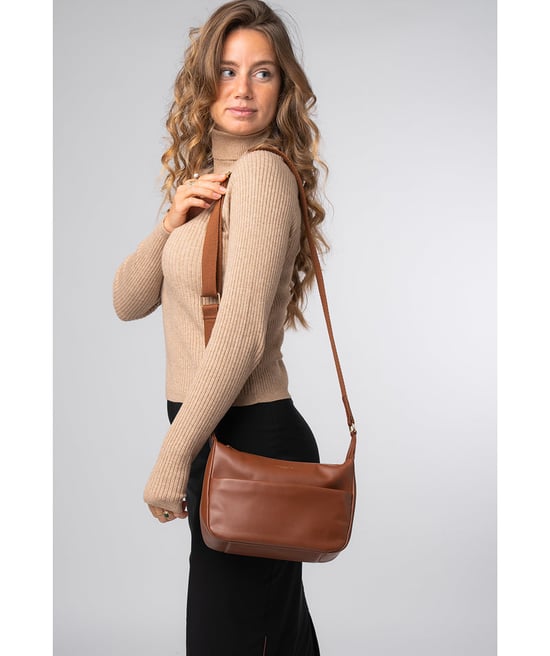 'Leonara' Caramel Leather Cross Body Bag - Image 2