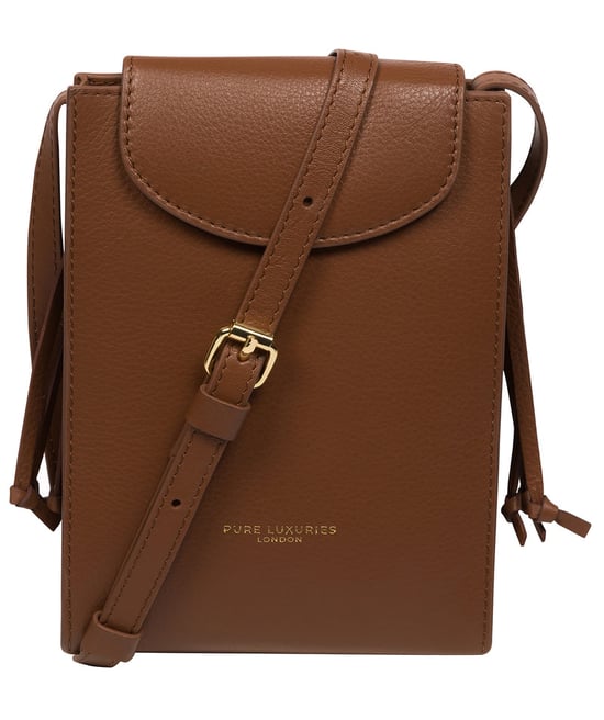 'Kiana' Tan Nappa Leather Cross Body Phone Bag - Image 1
