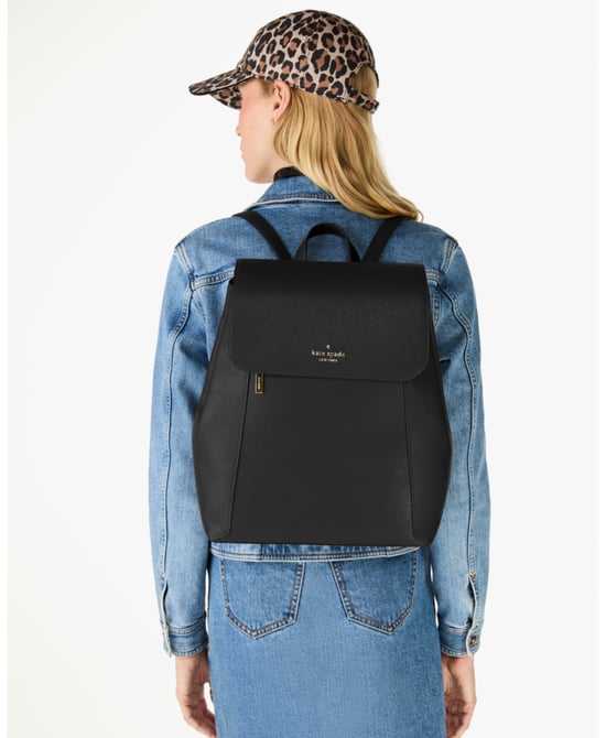 Kate Spade Lena Large Flap Backpack - Black Pebbled Leather Kate Spade New York Lena Flap Backpack | Brixton Baker main image 2
