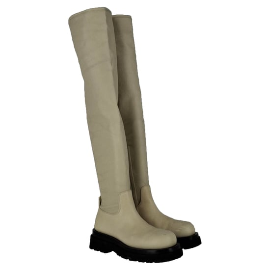 Bottega Veneta The Lug Over-The-Knee Boots in Ivory Leather - Image 5