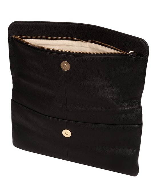 'Golders' Black Leather Clutch Bag - Image 4