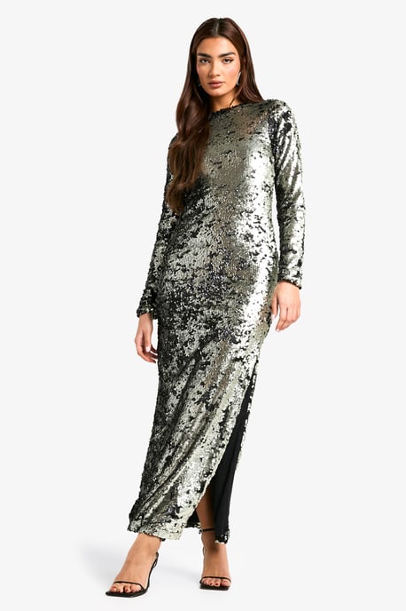 Matte Sequin Scoop Back Column Maxi Dress - Image 1