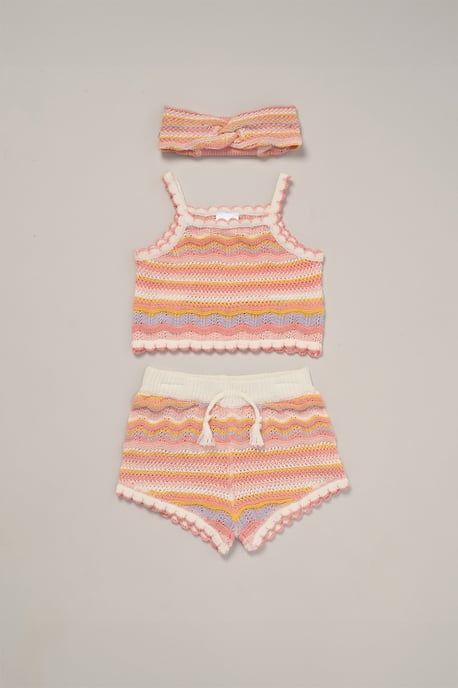 True Knit Top, Shorts and Headband Outfit Set - Image 2