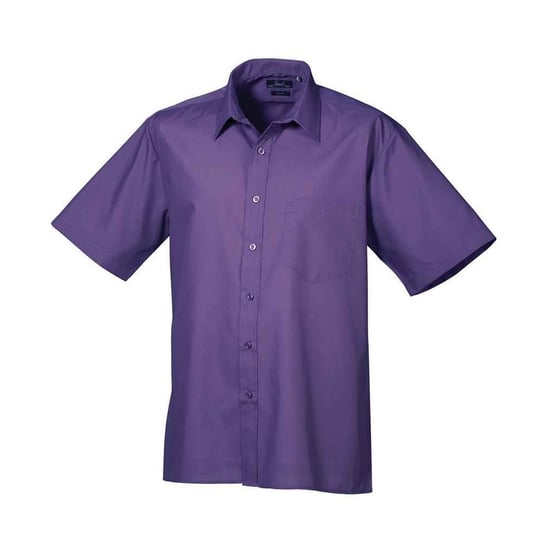 Premier Heren Poplin overhemd met korte mouwen (Paars) - Image 1