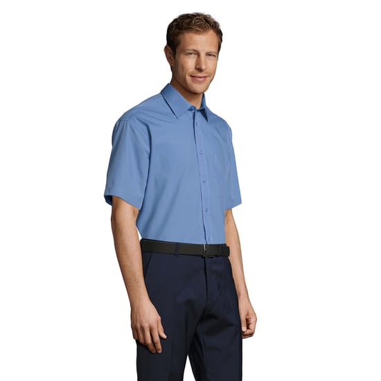 SOLS Heren Bristol Poplin Overhemd met Korte Mouwen (Middenblauw) - Image 3