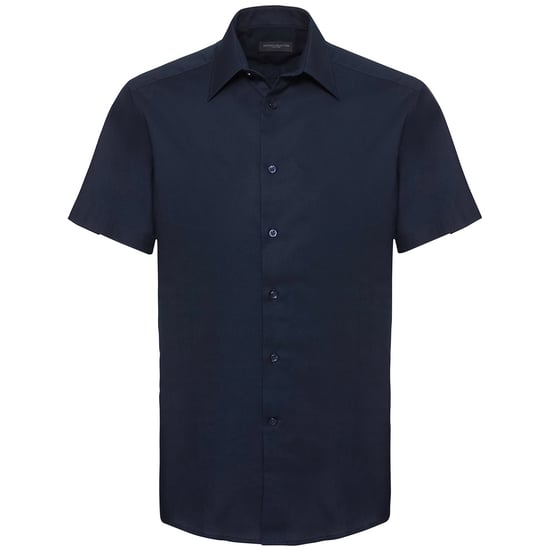 Russell Collection Mens Oxford Easy-Care Tailored Shirt (Bright Navy) - Image 1