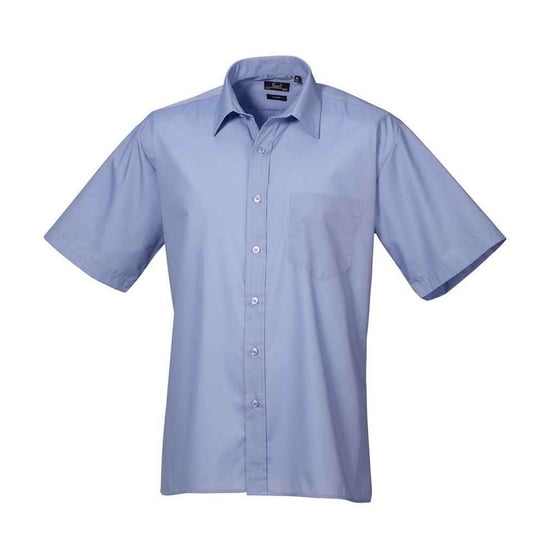Premier Heren Poplin overhemd met korte mouwen (Middenblauw) - Image 1