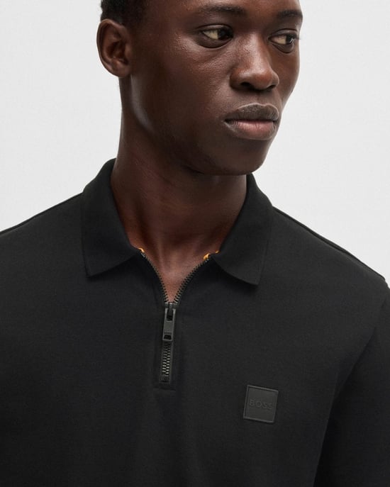 BOSS Orange Passerzip Mens Zip Placket Polo Shirt - Image 2