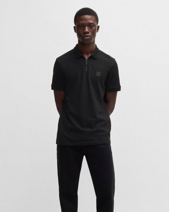 BOSS Orange Passerzip Mens Zip Placket Polo Shirt - Image 3