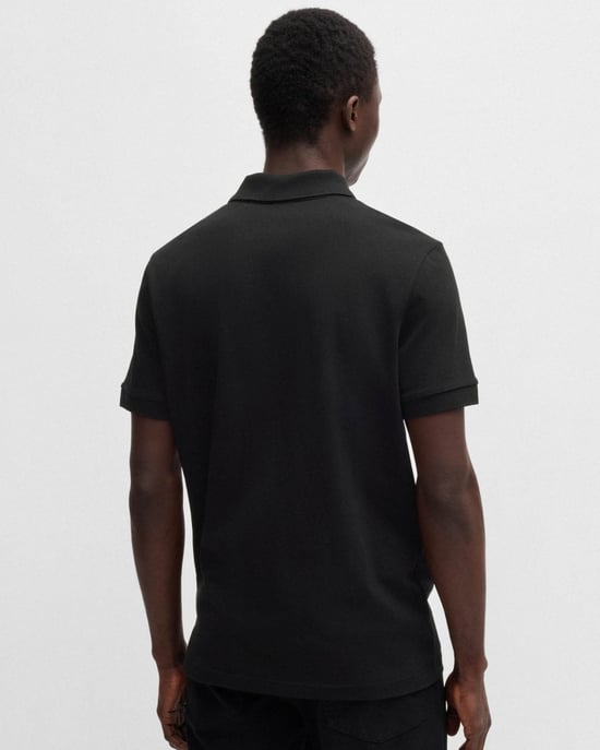 BOSS Orange Passerzip Mens Zip Placket Polo Shirt - Image 4