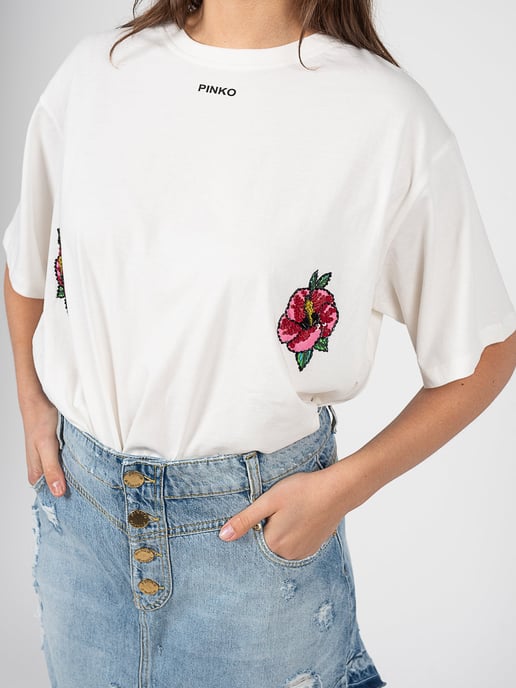 Pinko T-shirt Toccante Woman's White - Image 4